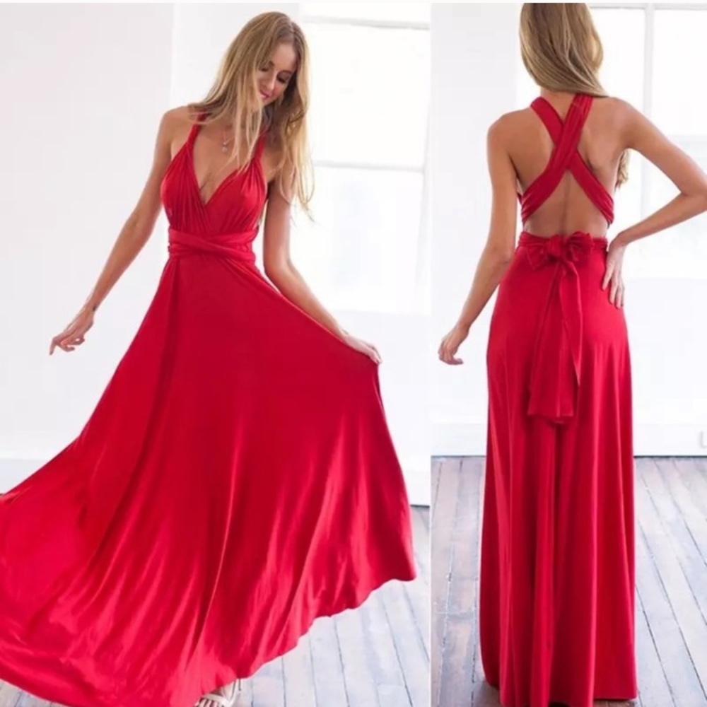 Red maxi dress